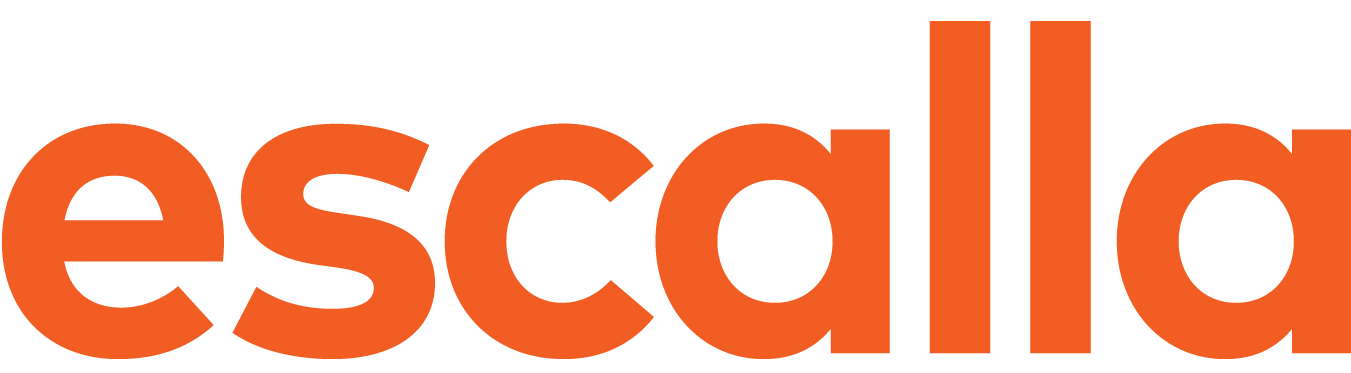 escalla logo in organge text.