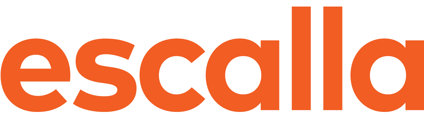 escalla logo in organge text.